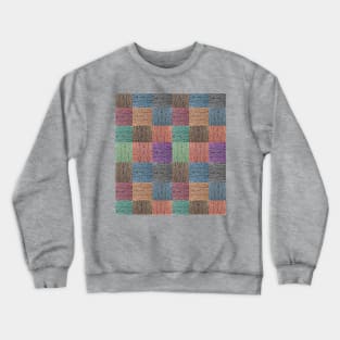 Classic Colorful Chequered Pattern with Wood Texture Feel Crewneck Sweatshirt